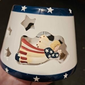Home Interior Porcelain Patriotic Tea Light Candle Shade Cover
